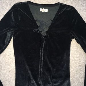 Black velvet body suit